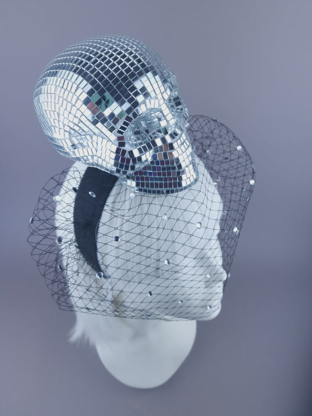 "Last Dance" Mirror Ball Skull Veil Headdress
