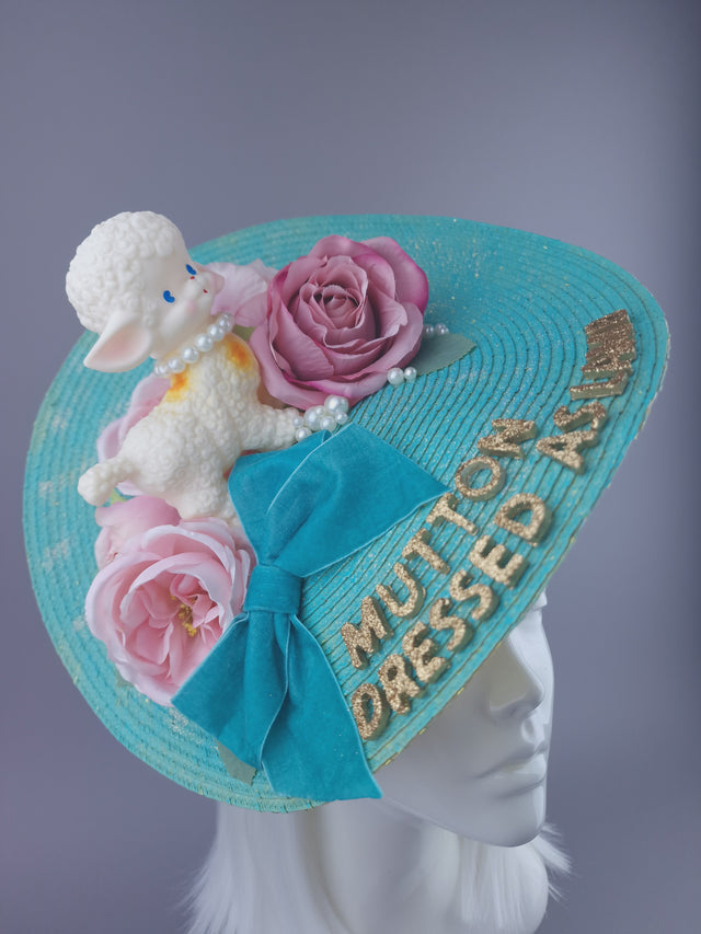 "Mutton Dressed As Lamb" Roses & Pearls Quote Hat