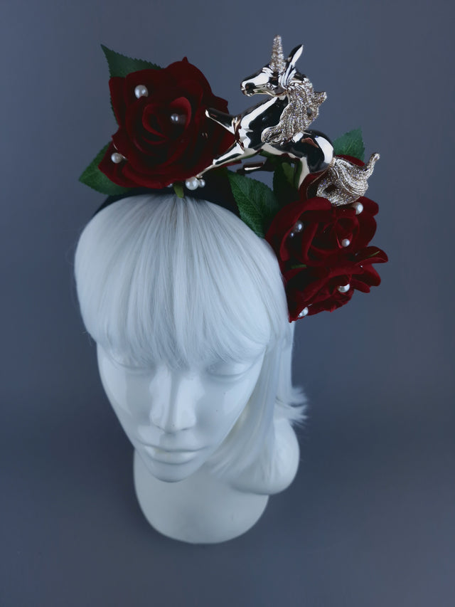 Unicorn, Pearls & Roses Xmas Headdress