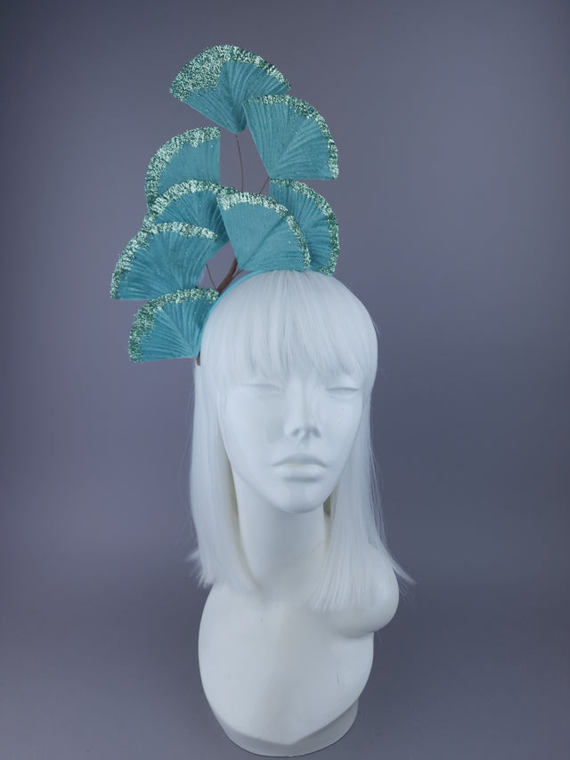 "Kaito" Pastel Blue Ginkgo Leaf Headdress