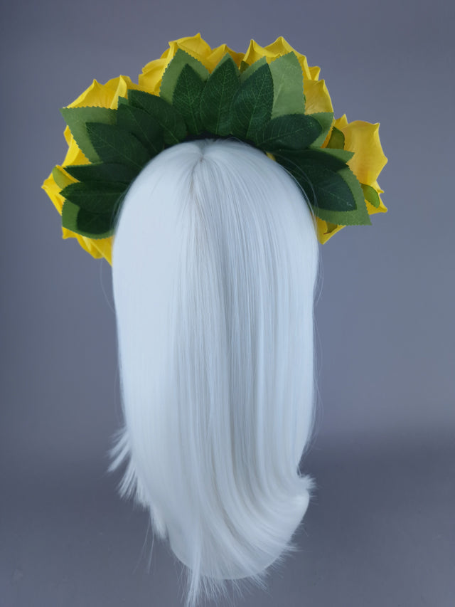 "Eva" Yellow Rose Flower Headdress & Neckpiece