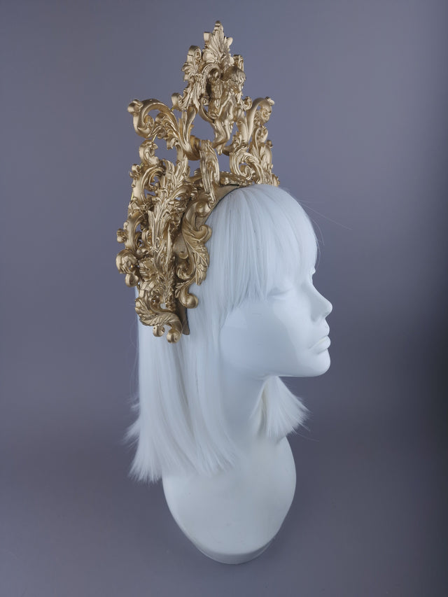 "Revere" Gold Filigree & Cherub Halo Headdress