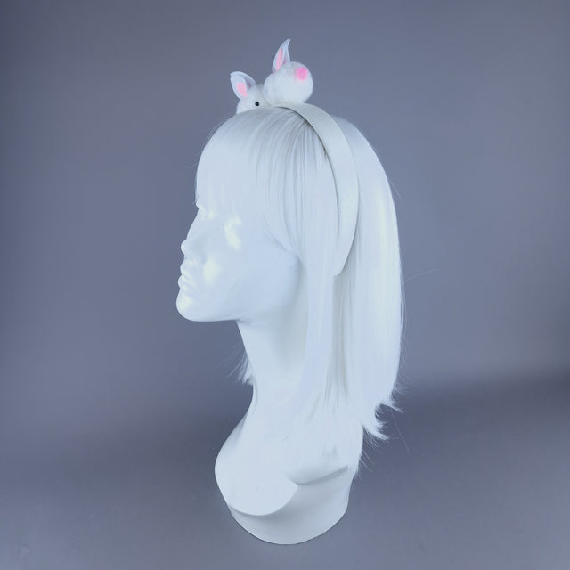 "Pompom" White Bunny Rabbit Glitter Headband