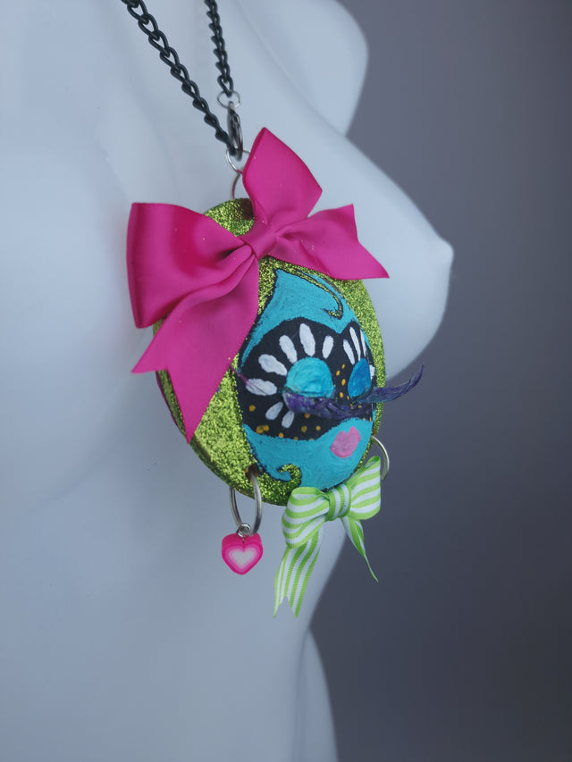 Colourful Dollface Necklace Brooch Jewellery