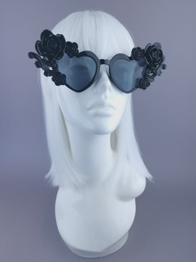 SPECIAL OFFER Black Roses Heart Shaped Sunglasses