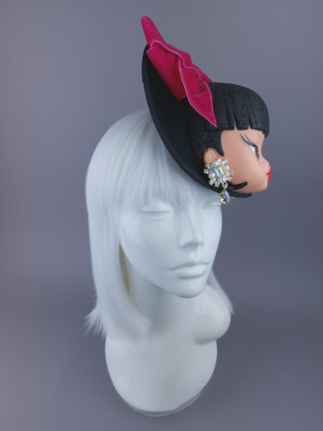 Pearls & Swine: Hat Quirky Black Dollface & Bow