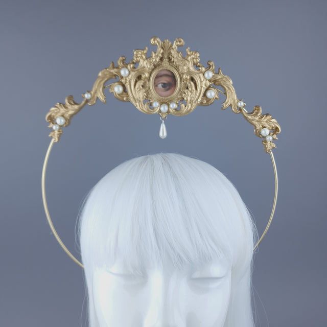 Pearls & Swine: Framed Third Eye Filigree Halo Headdress "Lover's Eye"