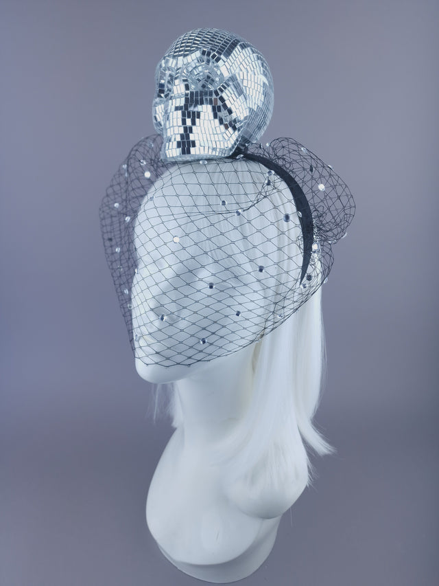 "Last Dance" Mirror Ball Skull Veil Headdress