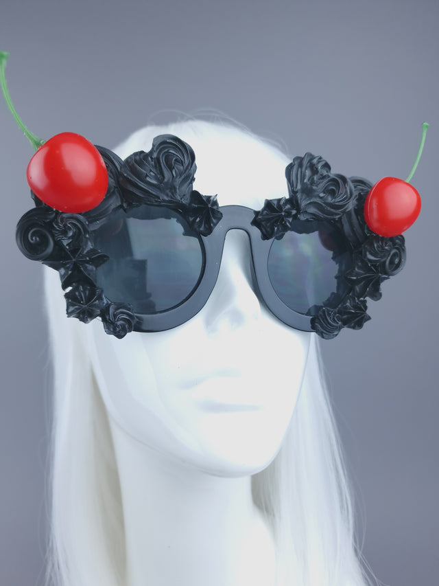 Pearls & Swine: Black Frosting Icing Cherry Sunglasses "Fondant"