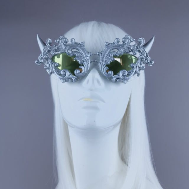 "Superbeast" Silver Filigree Ornate Devil Horn Sunglasses