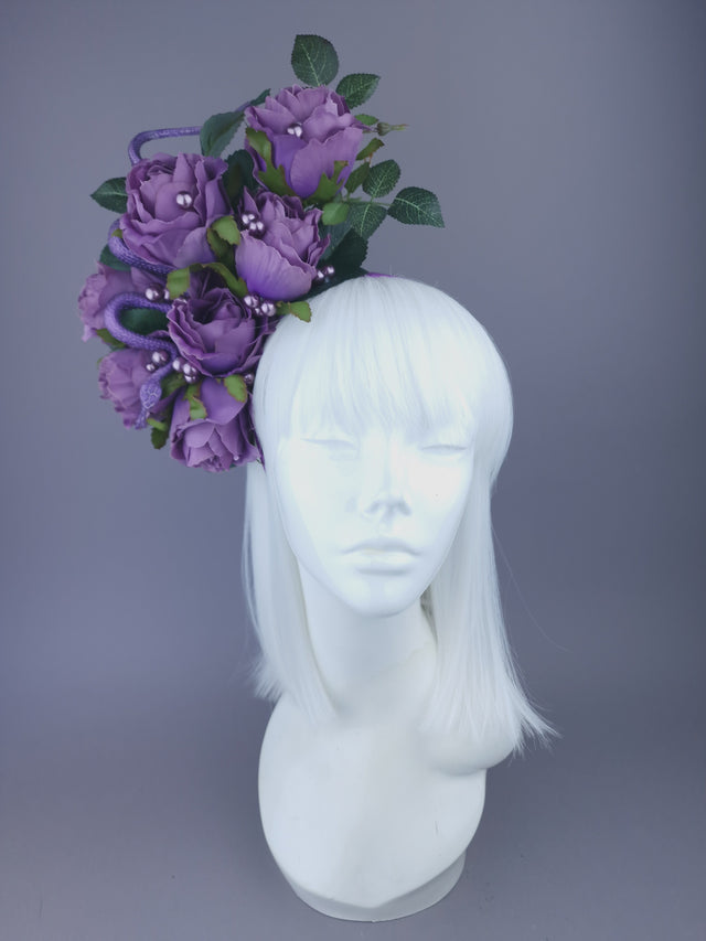 "Nairn" Purple Rose, Pearls & Snake Headdress