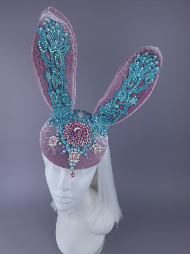 Pearls & Swine: Pink & Blue Bunny Rabbit Ear Fascinator Hat