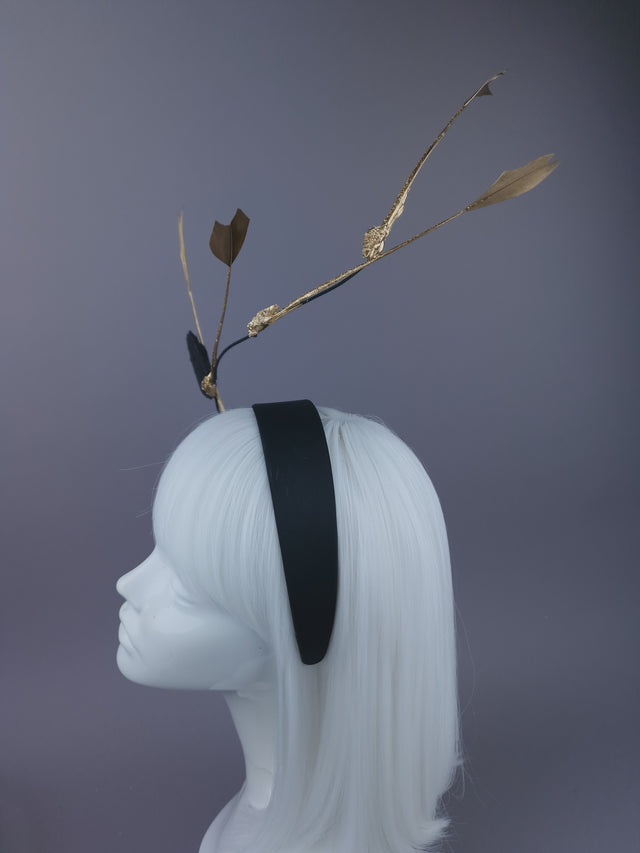 Pearls & Swine: Gold Arrows & Heart Headpiece "Pierced"