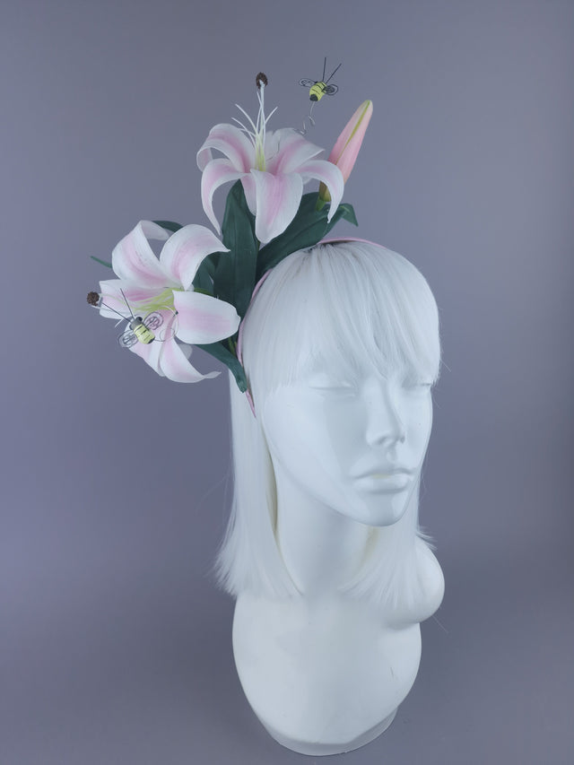 "Summa" Pastel Pink Flower & Bees Headdress