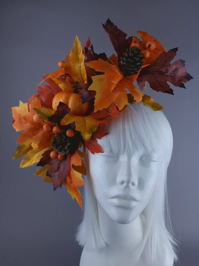 "Fall" Autumn Leaf & Pumpkin Headdress