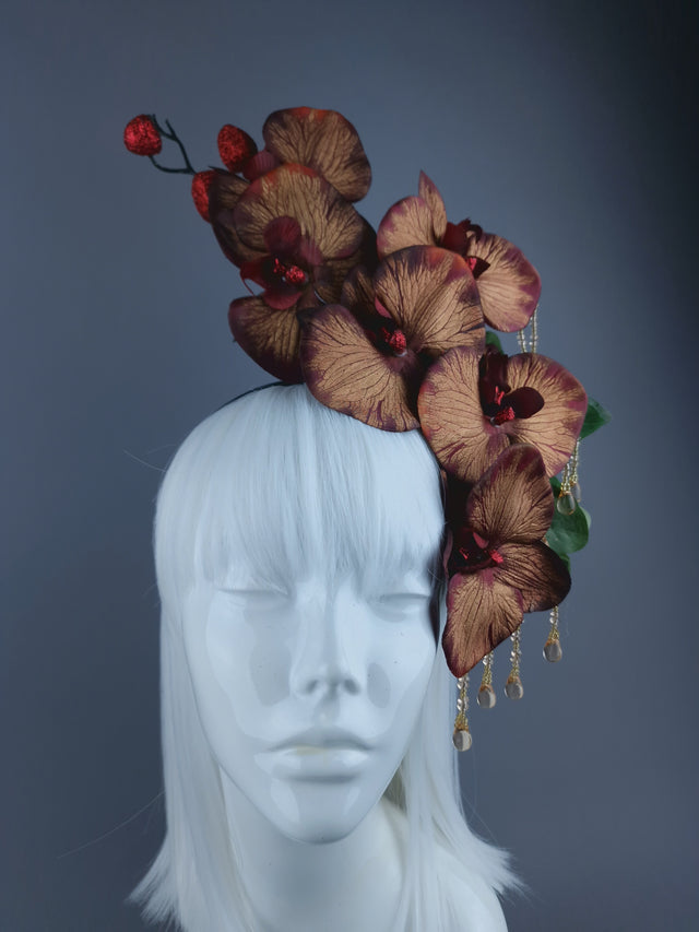 Gold & Red Orchid Xmas Headdress