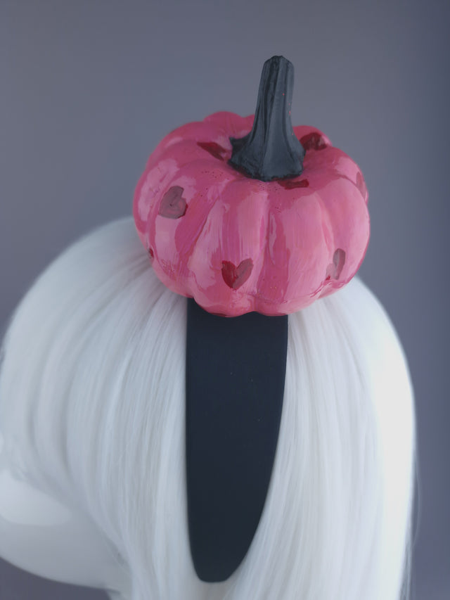 Pink Heart Pumpkin Headpiece
