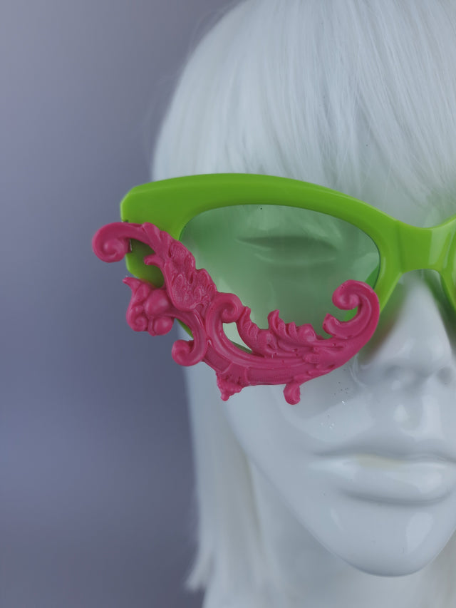 Pearls & Swine: Pink & Green Sunglasses - LIMITED EDITION