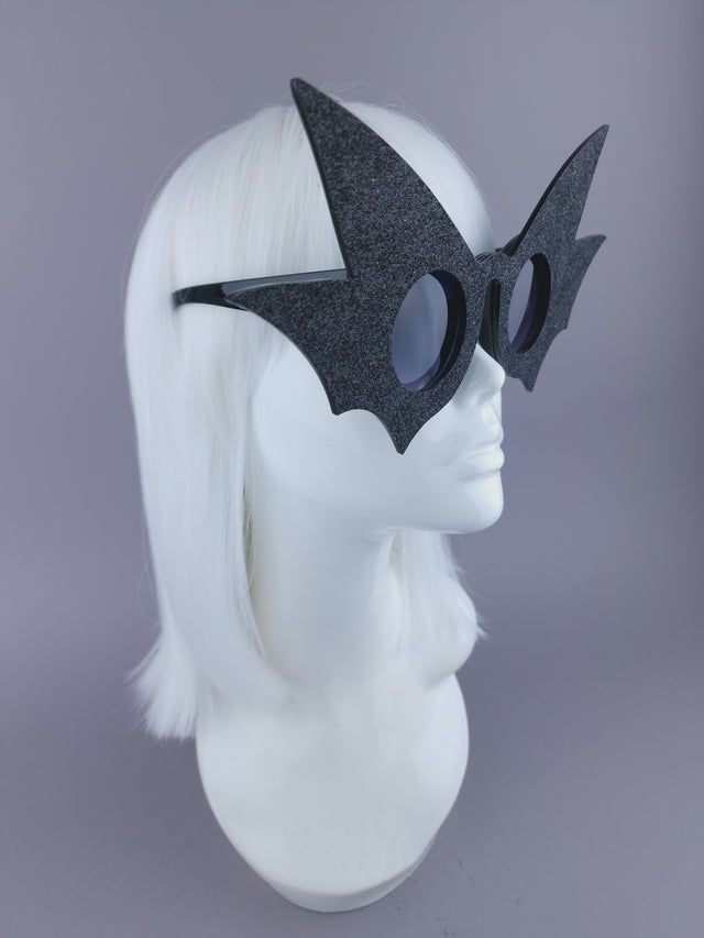 "Nerezza" Oversized Black Glitter Sunglasses