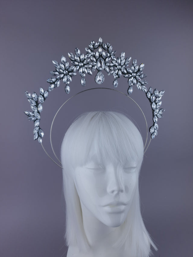 Pearls & Swine: Silver Diamanté Jewel Halo Headdress