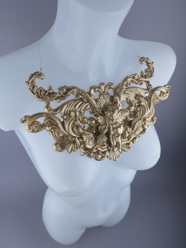 "Soul" Gold Cherub & Filigree Neckpiece
