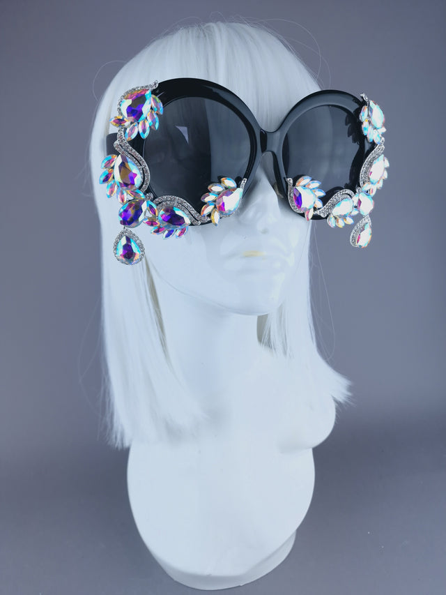 "Bright" Oversized Round Jewel Sunglasses