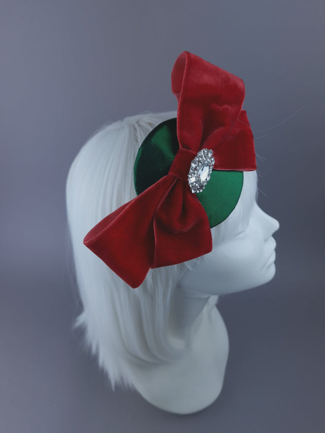 Red Velvet Bow Mini Festive Fascinator