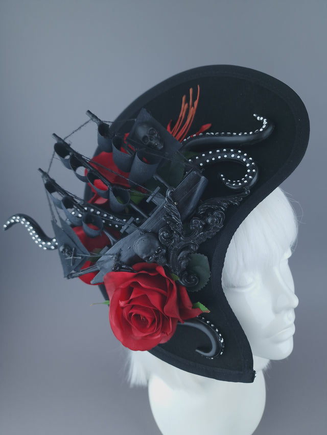 Pearls & Swine: Gothic Ship & Kraken Statement Hat "Demeter"