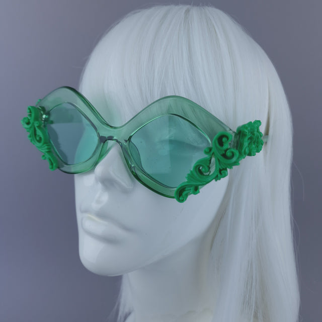 Pearls & Swine: Green Filigree Sunglasses - LIMITED EDITION