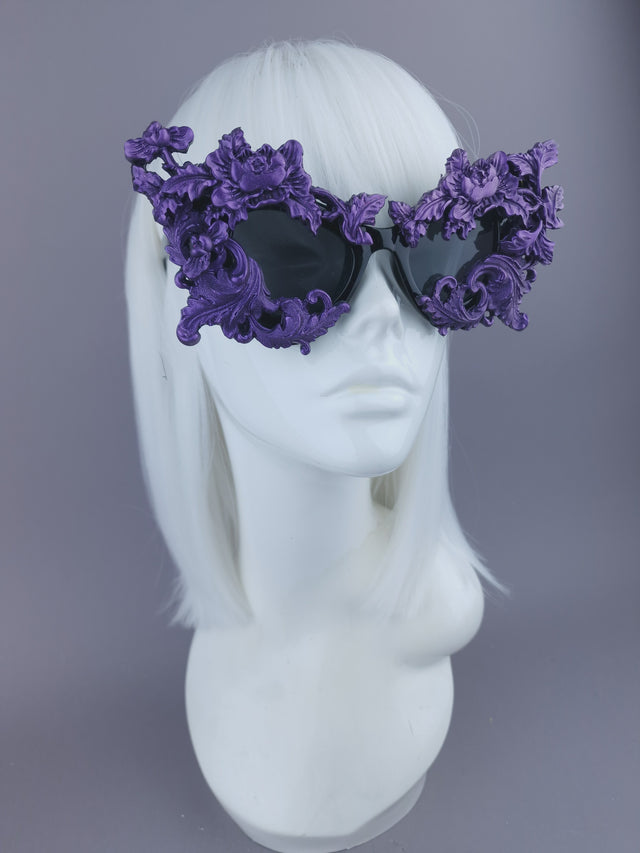 Pearls & Swine: Purple Filigree Cat Eye Sunglasses "Lamia"