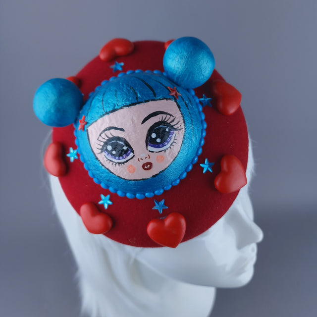 "Doodle" Dollface & Heart Fascinator Hat