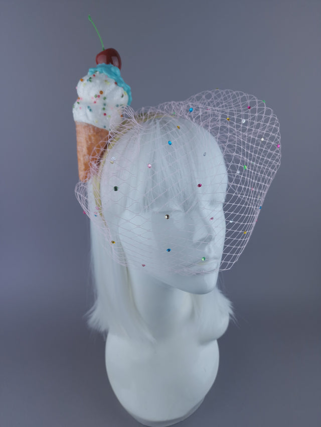 "Vanilla" Glittery Ice cream Veil headpiece