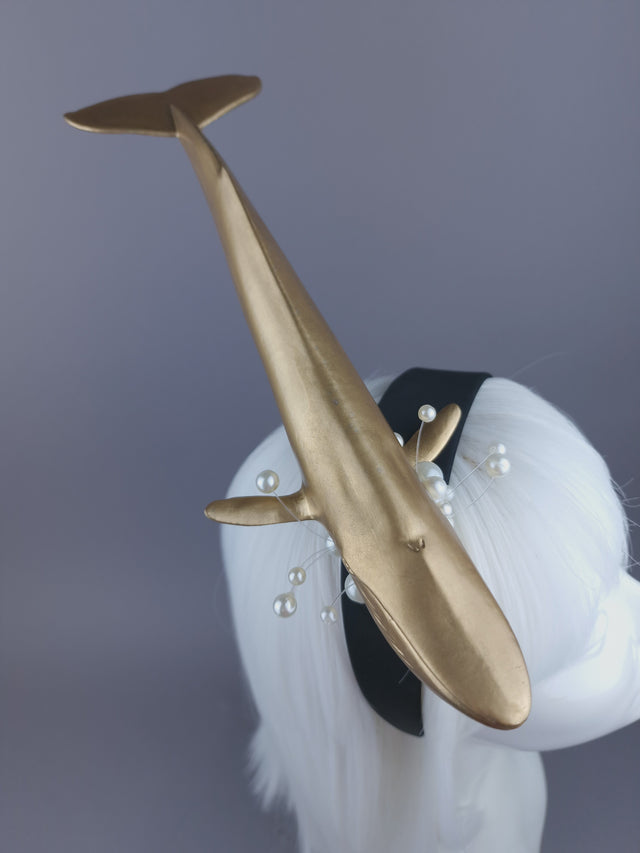 "Whale of a Time" Gold Whale & Pearl Headpiece