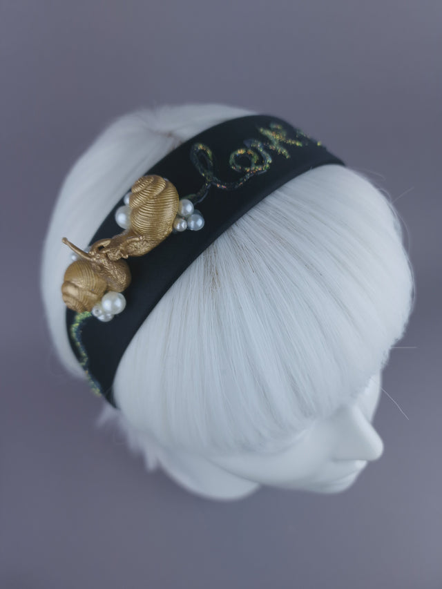 Pearls & Swine: Gold & Pearl Kissing Snails Headpiece "Hello Beautiful"