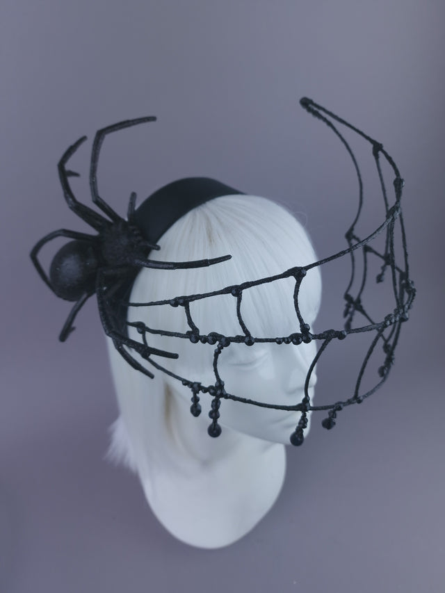 Pearls & Swine: Maximalist Spider & Web Headdress "Capture"