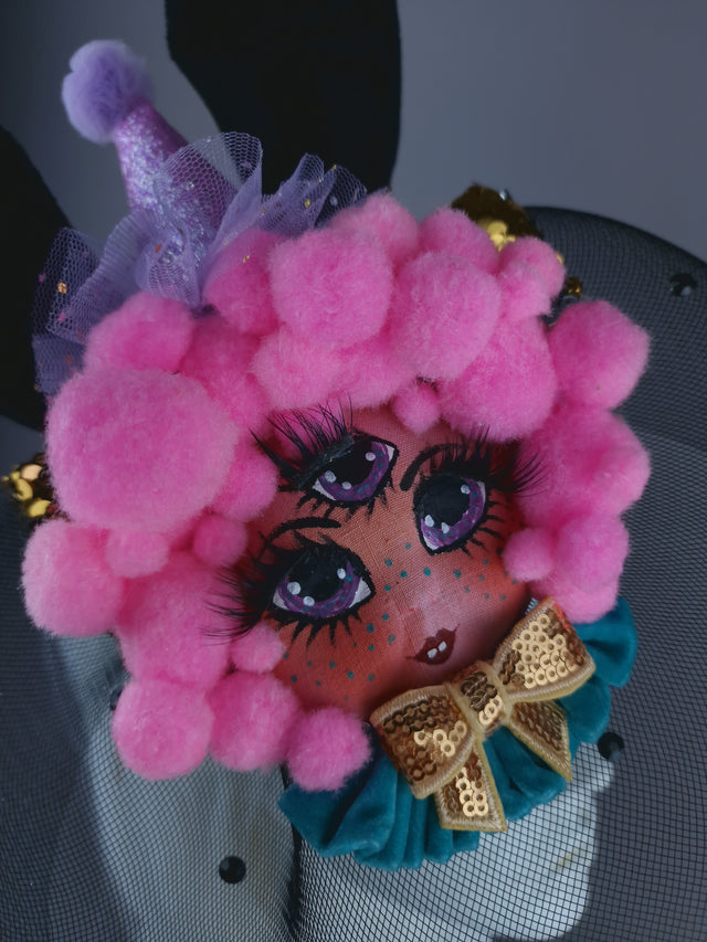 "Bunnie" Dollface Fascinator Hat with Veil