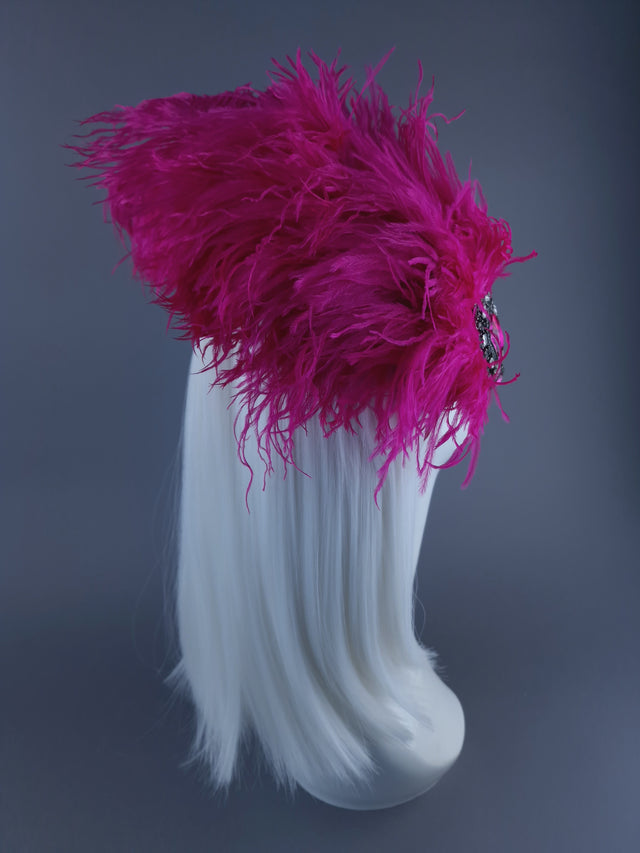 "Nomi" Pink Feather Headdress with Jewel