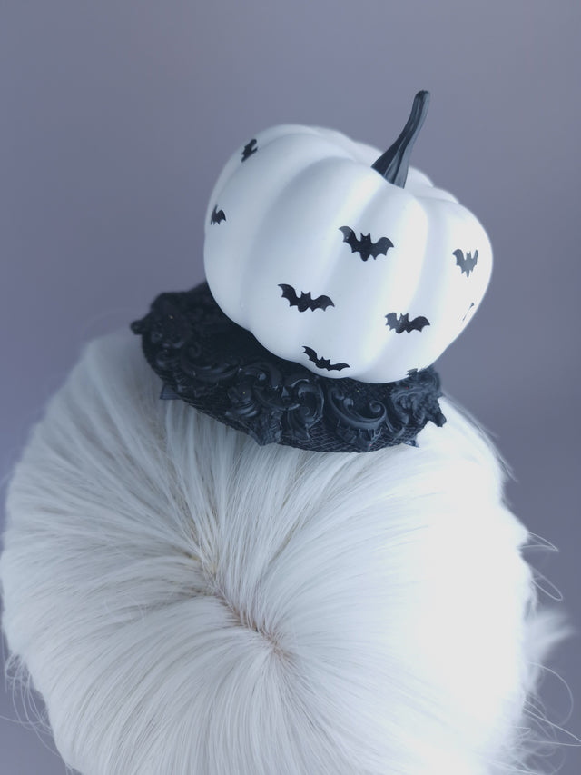 "Empusa" Mini Pumpkin, Filigree & Tassle Fascinator