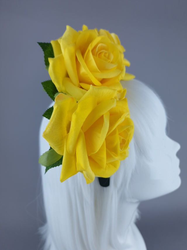 "Eva" Yellow Rose Flower Headdress & Neckpiece