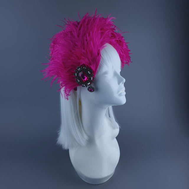 "Nomi" Pink Feather Headdress with Jewel