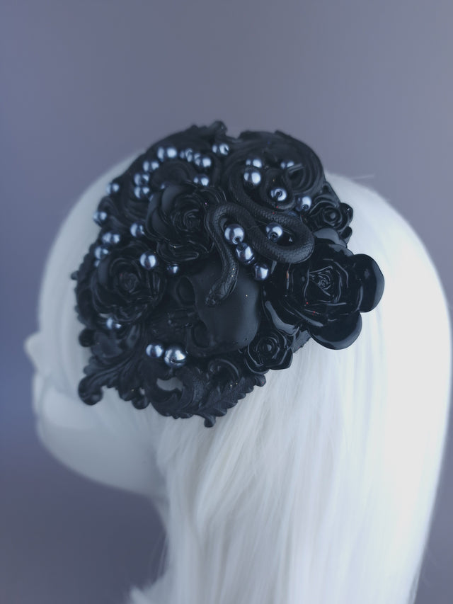 "Deathe" Black Filigree Mini Fascinator
