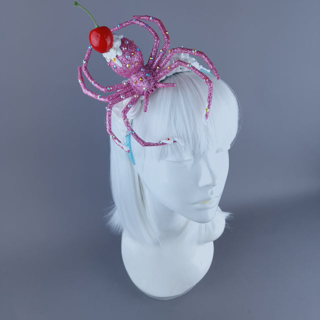"Frostie" Pink Glitter Cherry Spider & Cream Headpiece