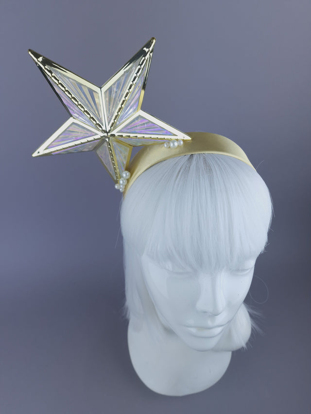 "A Star is Born" Iridescent Gold Star & Pearl Headpiece