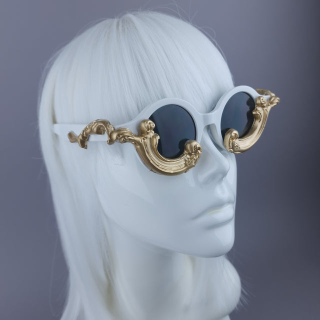 SPECIAL OFFER: White Gold Filigree Round Sunglasses