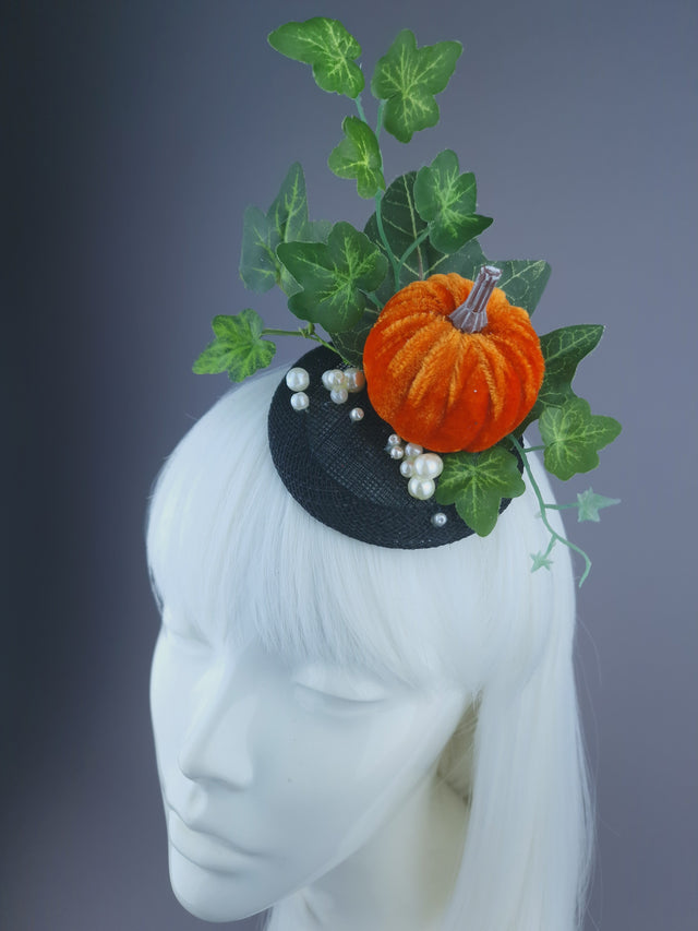 Pearls & Swine: Velvet Pumpkin, Ivy & Pearl Mini Fascinator