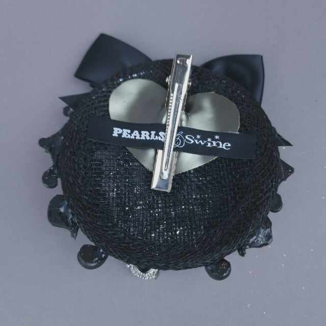 Black Jewel, Filigree & Bow Mini Fascinator
