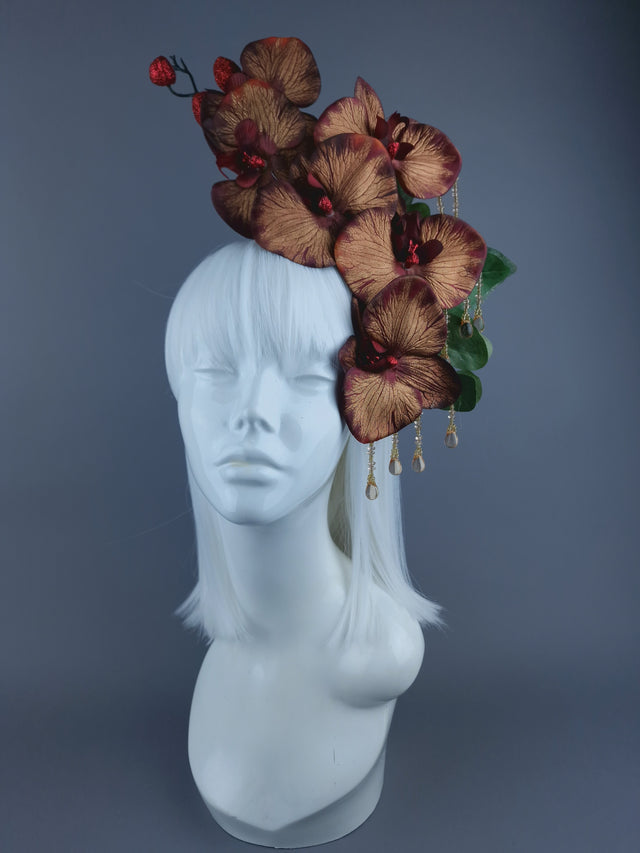 Gold & Red Orchid Xmas Headdress