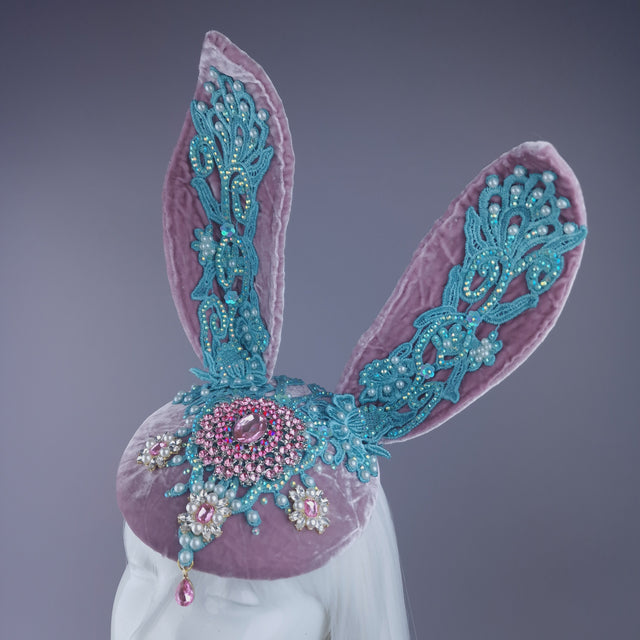 Pearls & Swine: Pink & Blue Bunny Rabbit Ear Fascinator Hat