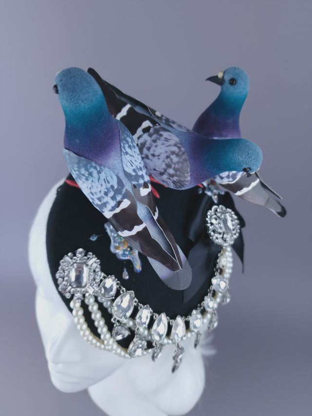 Pearls & Swine: Quirky Chic Pigeon Poop Fascinator Hat "Merde"