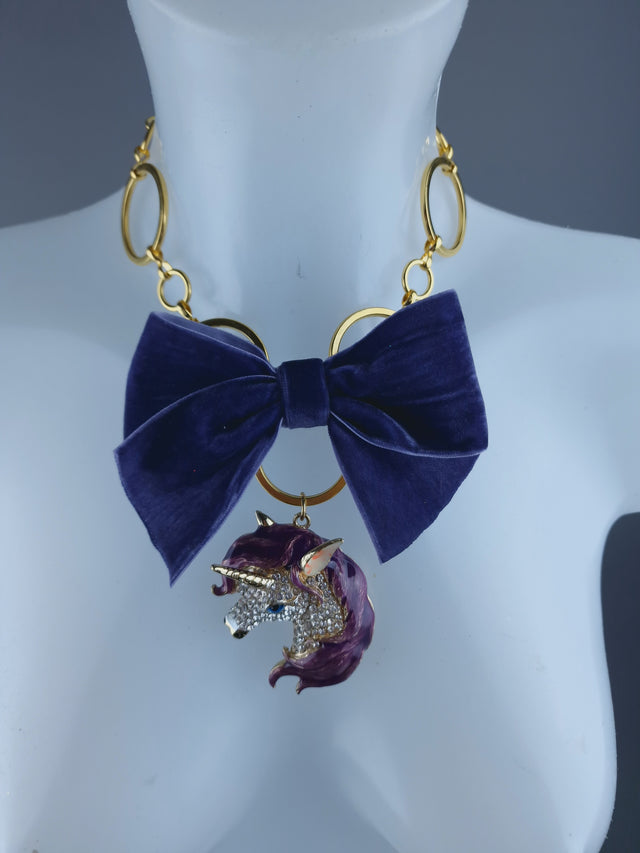 Gold Ring, Purple Bow & Unicorn Necklace Jewellery